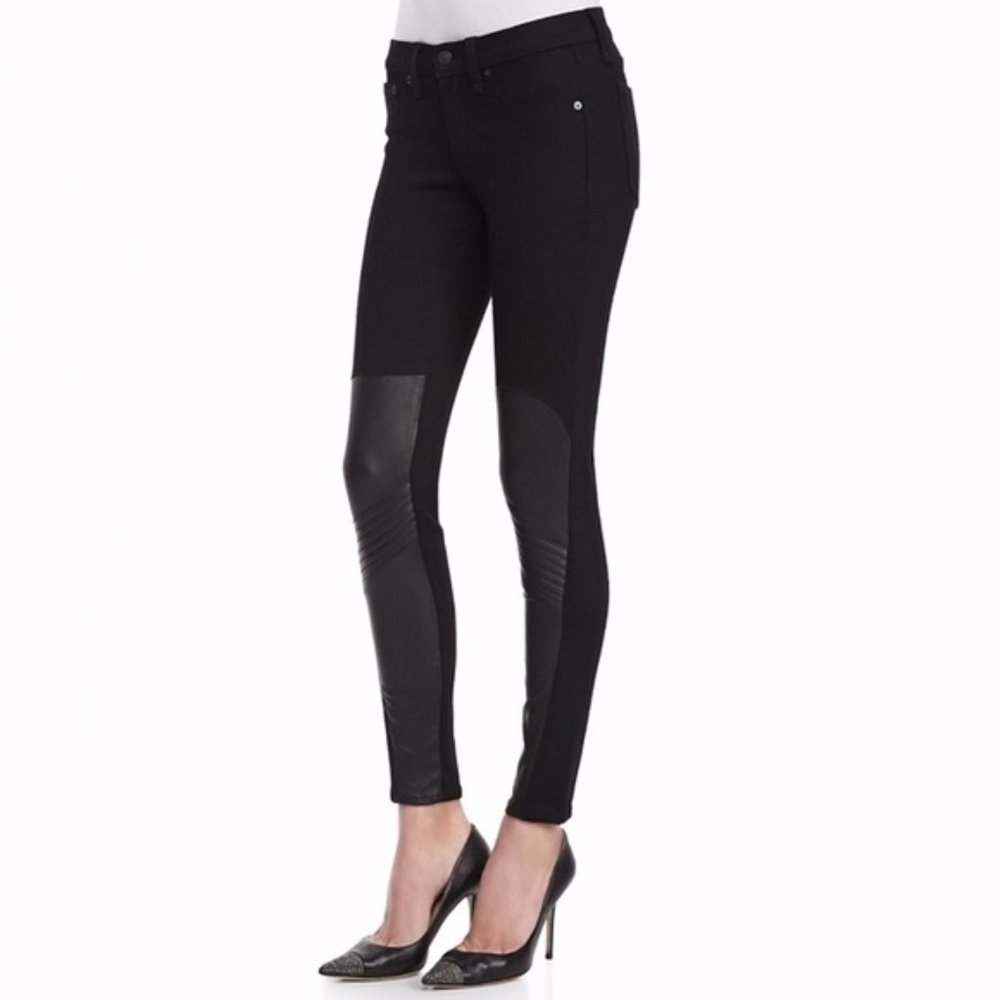 NWT RAG & BONE Samurai Leather-Patch Leggings